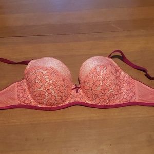 Pinkish orange lace bra